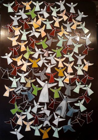 Anděl -skleněná vitráž, dekorace (marha-art.cz) 