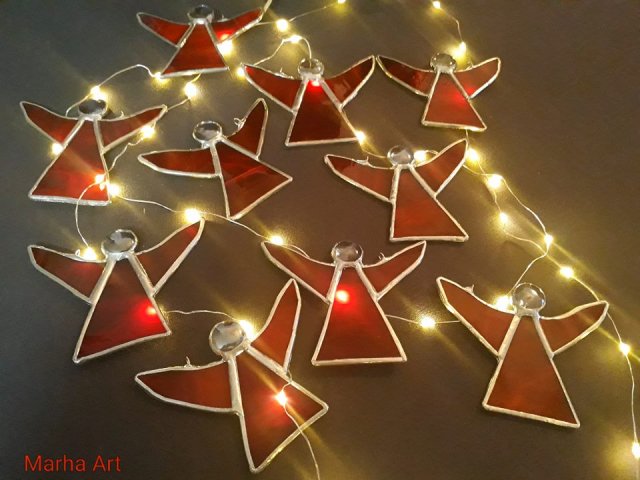 Anděl -skleněná vitráž, dekorace (marha-art.cz) 